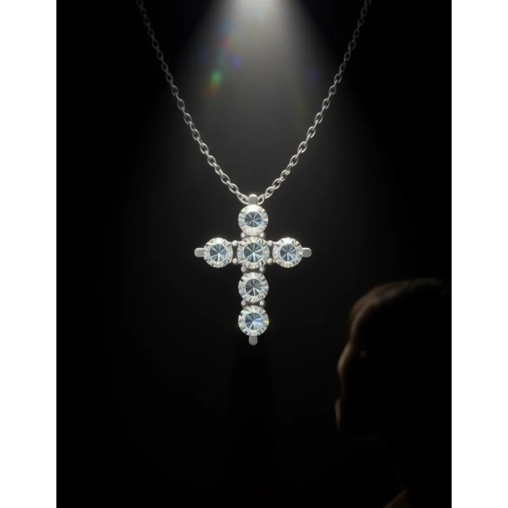 

Браслет с подвесками Birthstone для женщин, с муассанитом, крестом и сердцем, из стерлингового серебра, регулируемый, подарок