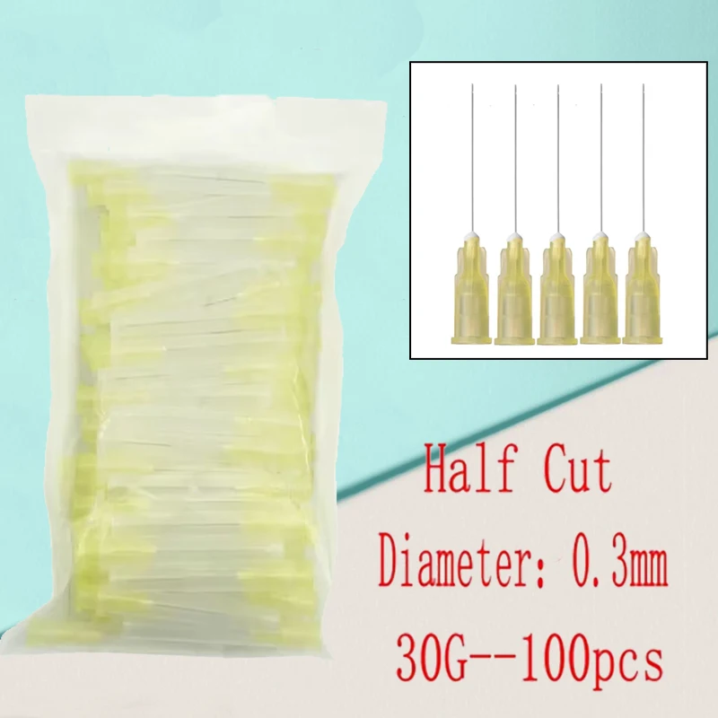 

Dental Irrigation Needle Tips 100Pcs 30G Plain Ends Notched for Endodontic Root Canal Therapy Disposable