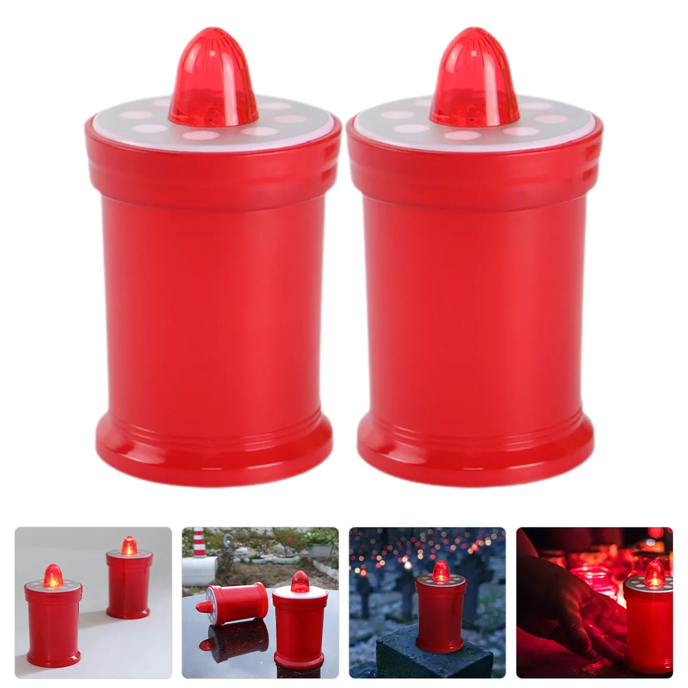 

2pcs Led Lights Flameless Operated Warm Light Candles For Church Prayer Garden Yard Decor Table Centerpiece