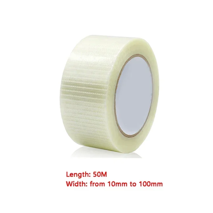 50m/r Width 10-100mm Transparent Fiberglass Tape Heavy Duty Fiberglass Reinforced Tape For Bundling Reinforcing And Palletizing