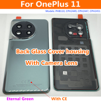 Best Glass Back Cover Housing  For OnePlus 11 1+11 Lid Battery Rear Case with Camera Frame Lens + Adhesive Mobile Chassis