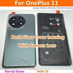 Bilashmart Best Glass Back Cover Housing OnePlus 11 1+11 Lid Battery Rear Case with Camera Frame Lens + Adhesive Mobile Chassis