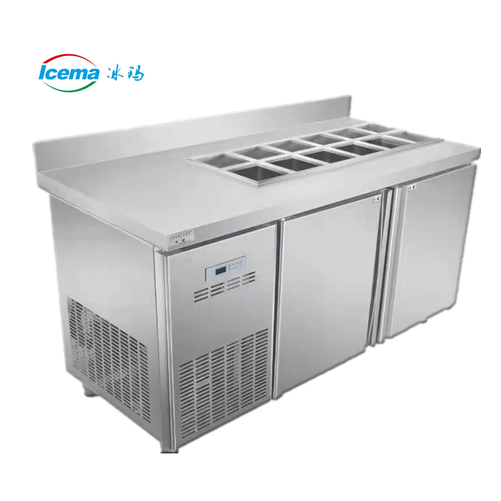 

Customize Bar Type Workbench Air-cooled Slotted Freezer Refrigerator Equipment Beverage Display Refrigerator
