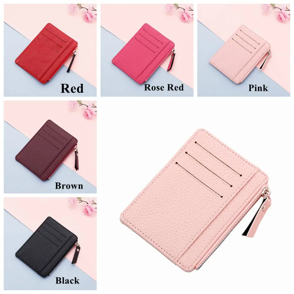 Multi-Card Bit Case Rits Pocket Pu Lederen Portemonnee Kaarthouder Portemonnee Voor Vrouwen