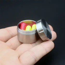 Round Titanium Alloy Sealed Capsule Portable Outdoor Waterproof Pill Box Survival Pill Box Container Tea EDC Storage Tank 10ML