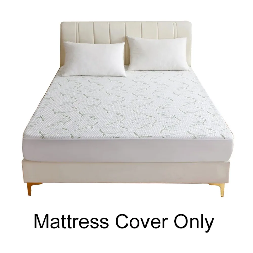 Waterproof Bamboo Fiber Mattress Cover Breathable Full Cover Mattress Protector Soft Elastic Band Fitted Bed Sheet Hotel