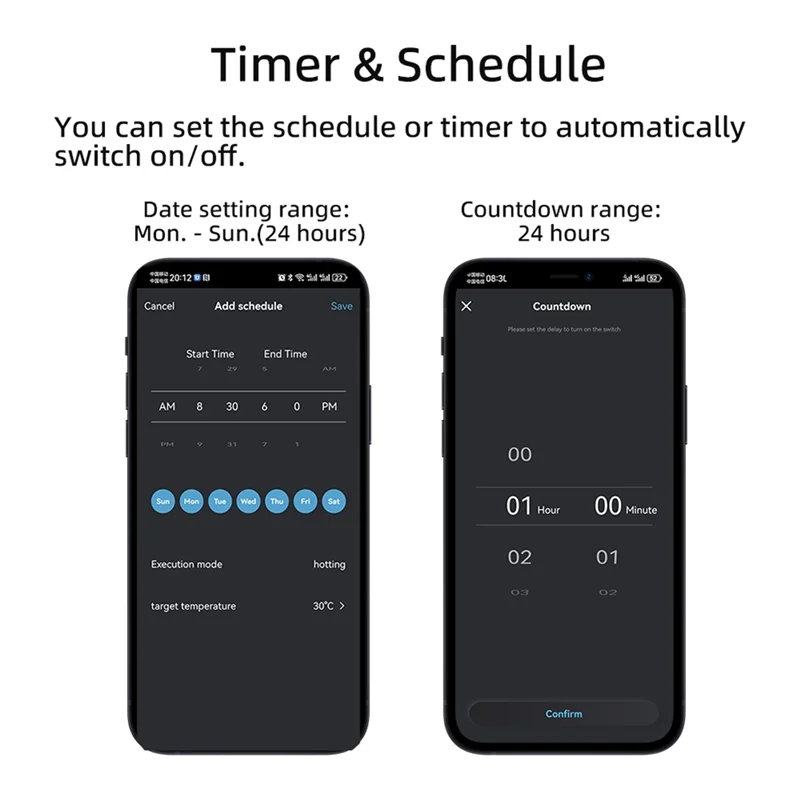 ABJF-Wifi Smart Temperature Switch With 1M Sensor Ewelink 16A Temperature Switch Supports Voice Control