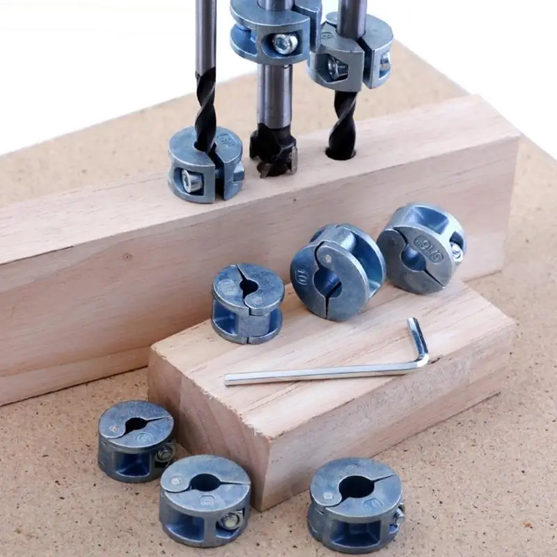 B0KC Tool Drill Bit Accessories Depth Stop Collar Set Locator Durable Ring Positioner