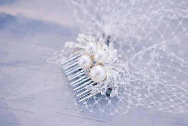 Bridal Birdcage veil, Wedding veil, bridal hair comb, pearls comb Veil, Pearl veil