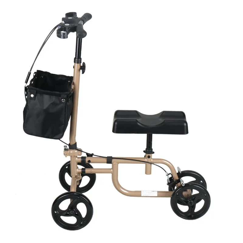 Leg Injury Rehabilitation Knee Scooter, Wheeled Walker for Disabled and Elderly, Assisted Mobility Crutches, Comfortable Support