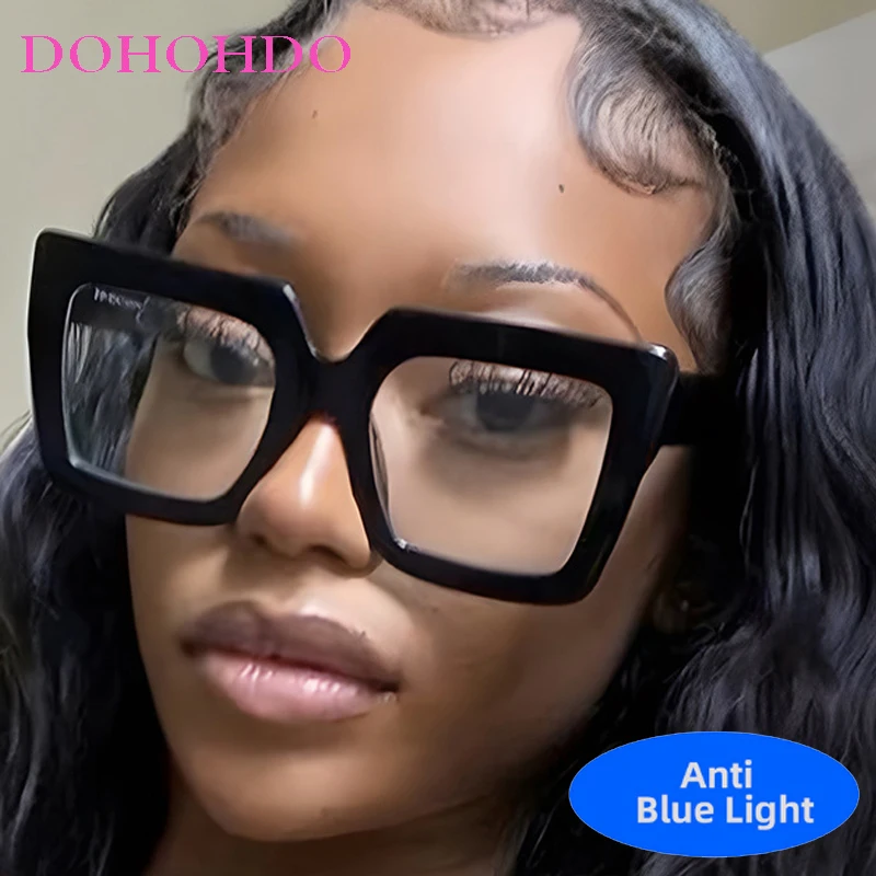 

Trendy Brand Design Square Oversized Frame Optical Women's Glasses Men Reading Computer Play Games Eyewear Lentes Female Очки