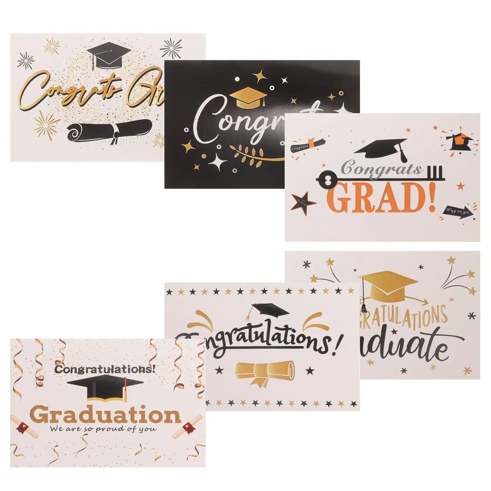 

6 set Graduation Cards Decorative Greeting Cards Party Invitations Exquisite Patterns Quality Material Writing Wishes