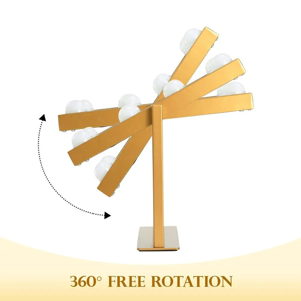 Beleuchteter Hollywood-Kosmetikspiegel mit 9 LED-Leuchten, Touch-Steuerung, 3 Farboptionen, 10-facher Vergrößerung und 360 °   Rotation in G