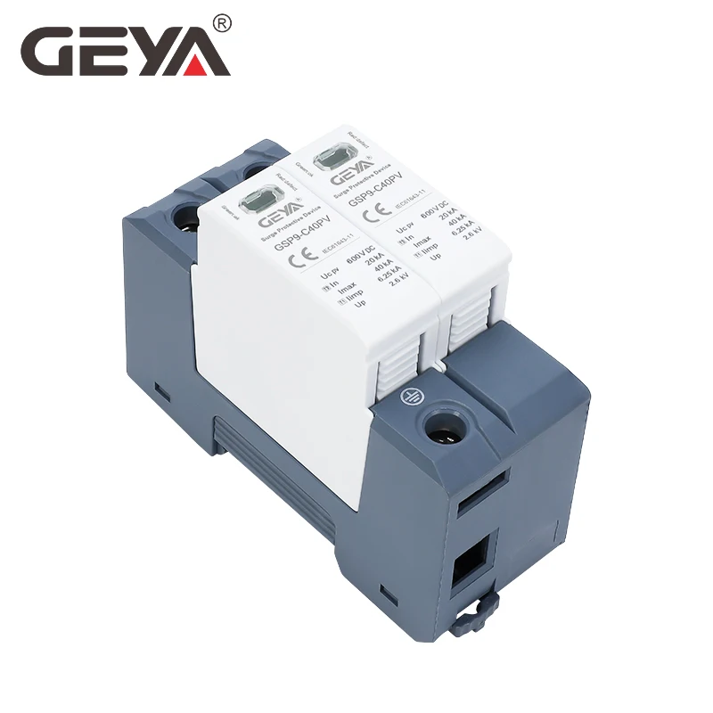 GEYA GSP9 2P 3P الطاقة الشمسية الكهروضوئية الجهد المنخفض تيار مستمر SPD Din السكك الحديدية تيار مستمر 600 فولت 1000 فولت 40KA صواعق صواعق البرق حامي #5