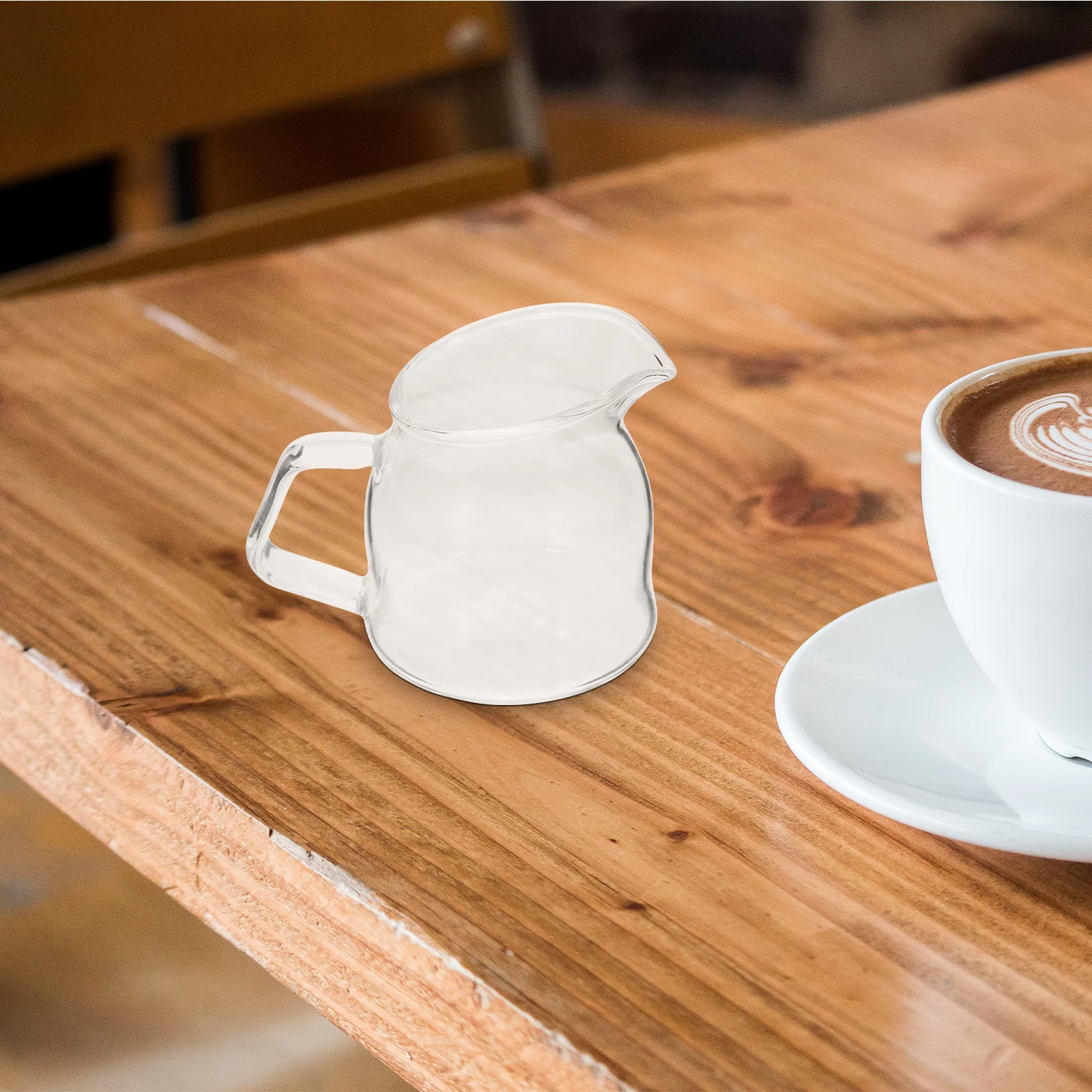 

Glass Coffee Milk Pitcher Lightweight Small Frothing Pitcher Cup Kitchen Sauce Cup for Latte Coffee Pitcher,