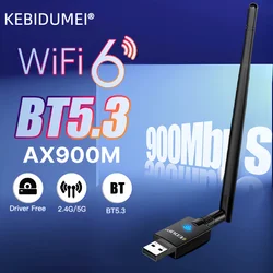 Adaptador WiFi USB AX900 de doble banda Bluetooth 5,3 2 en 1 receptor inalámbrico Dongle Wi-Fi 6 para PC/portátil controlador gratis para Win10/11