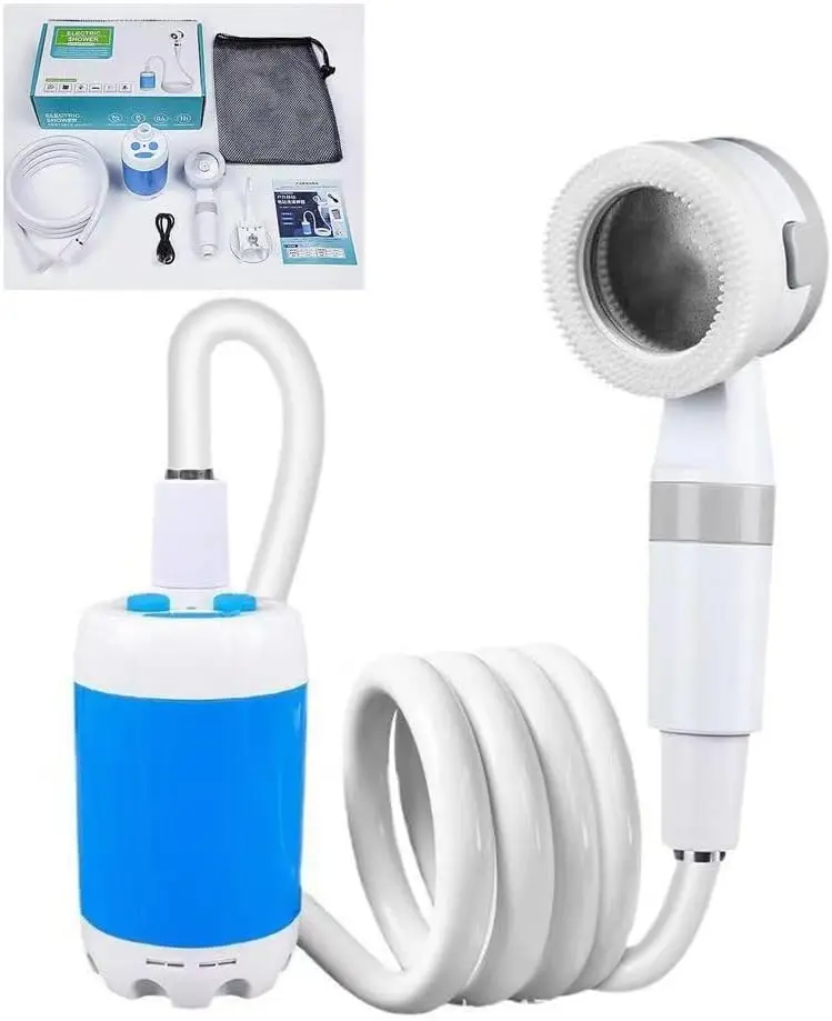 

Portable Camping Shower Pump - Rechargeable Outdoor Shower Head Sprayer, Pumps Water from Bucket. Experience Refreshment Anywher