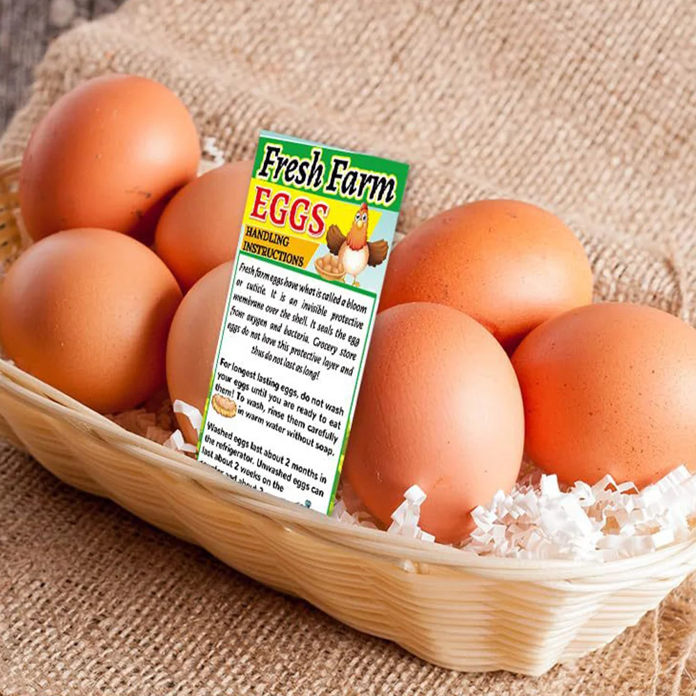 

250Pcs Farm Fresh Egg Handling Instruction Cards Chicken Egg Care Labels for Safe Storage Freshness Date Tracking