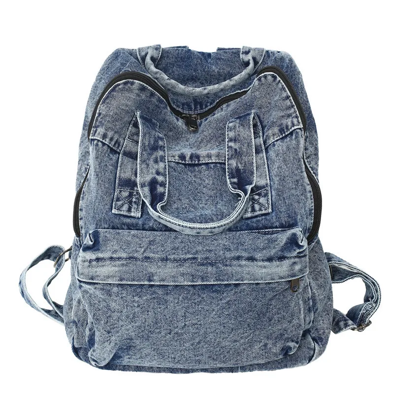 Vintage Denim Damesrugzak Met Grote Capaciteit Studentenschooltassen Voor Meisjes Casual Dames Reisrugzak