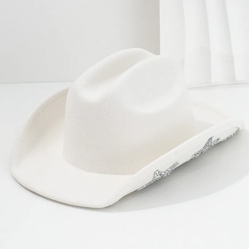 Men's and 's western cowboy , decorated with eight sparkling rhinestone stars, popular women's decorative hats, full rh