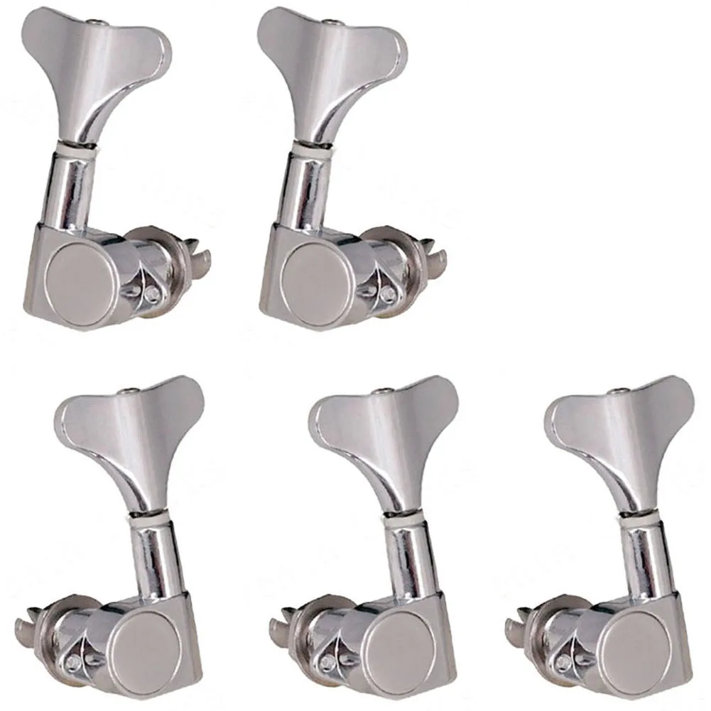 Set of 5 Bass Tuning Pegs Fish Tail Buttons Machine Heads with Sealed Design for Protection Against Dust and Moisture