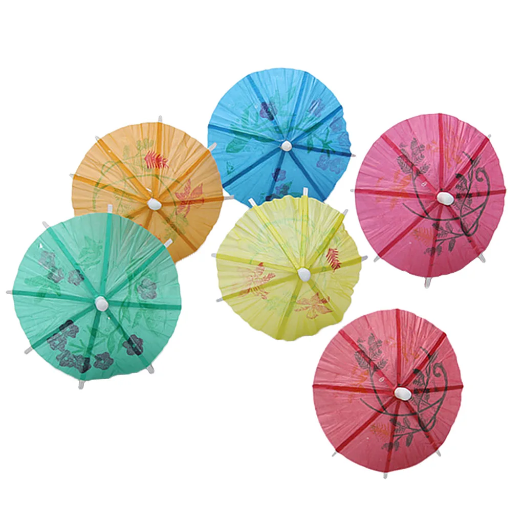 Tiny Flower Pattern Cocktail Umbrella for Party Drink Decoration and Cake Dessert Garnish