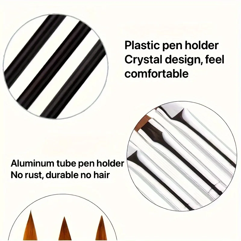 3pcs  Acrylic Nail Brushes Set For Acrylic Powder Nail Glue Acrylic Application/Extension/Carving Nail Professional Brushes