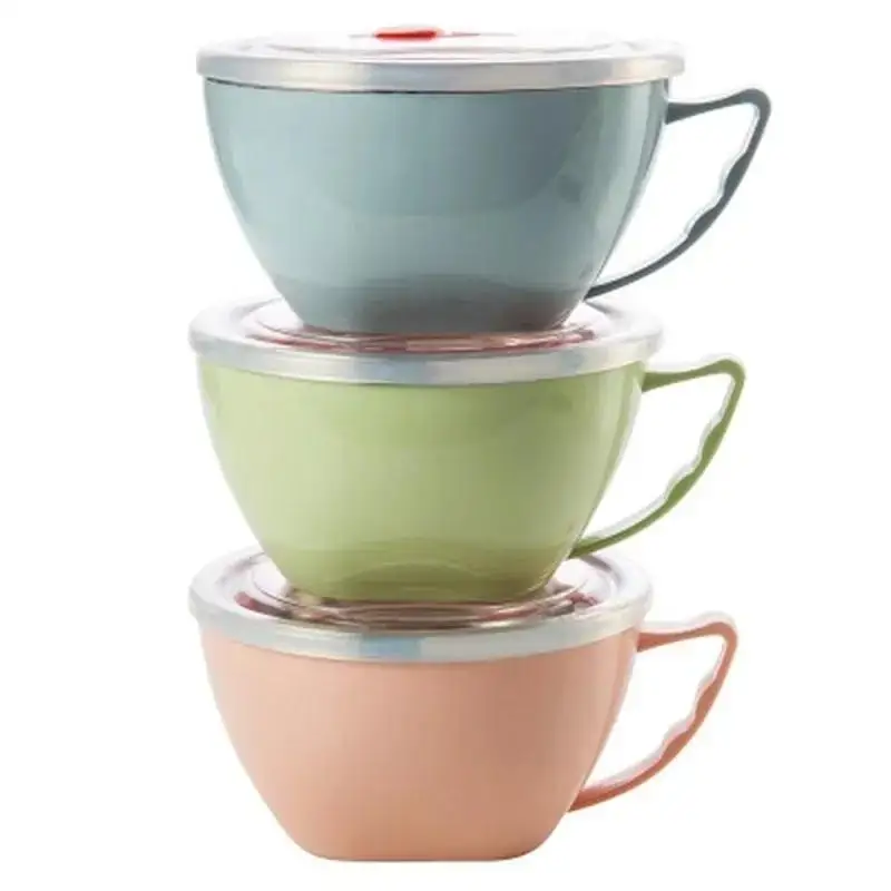 

1 шт., изолированная миска для супа с двойными стенками и крышкой, безопасный контейнер для микроволновой печи из нержавеющей стали для мгновенной лапши, офисного обеда