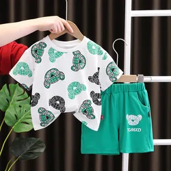 Baby Boy Summer Clothes Toddler Outfits 2023 Korean Cartoon O-neck Short Sleeve T-shirts Tops and Shorts Kids Boys Set Clothing