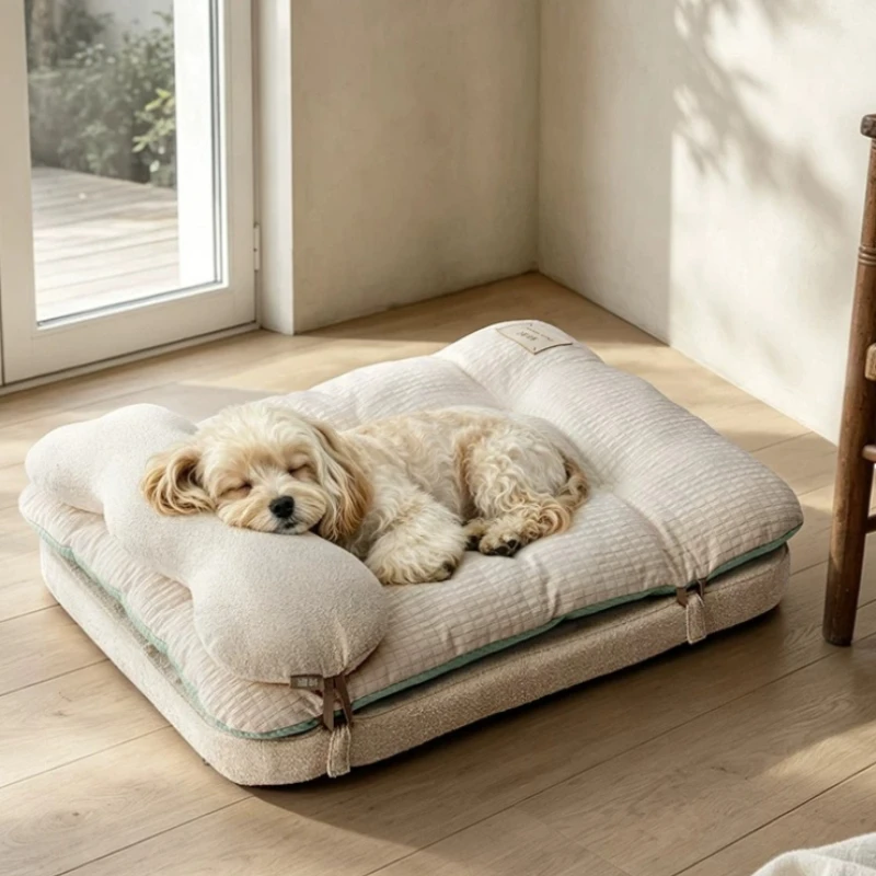 DIY Modular Pet Bed, Double-Sided Breathable Dog Mat, Washable Cooling Cat Pad with Non-Slip Base, All-Season Comfort