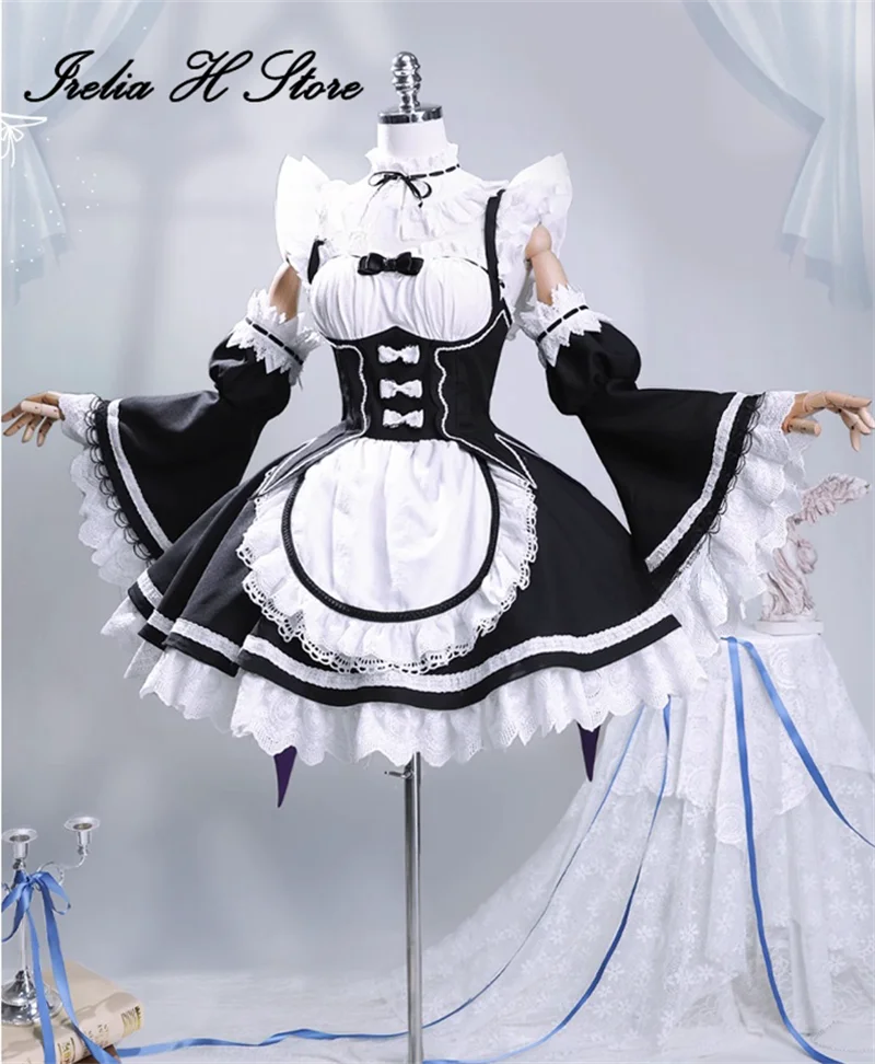 Irelia H Store Re:Life in a different world Rem from zero Rem Maid Cosplay Costume Anime Manor Edition Maid dress female image 2