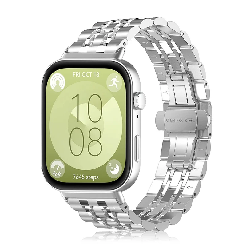 Para huawei relógio ajuste 3 pulseira de aço inoxidável para huawei relógio ajuste 3 pulseira de metal para huawei relógio ajuste 3 pulseira correa reloj