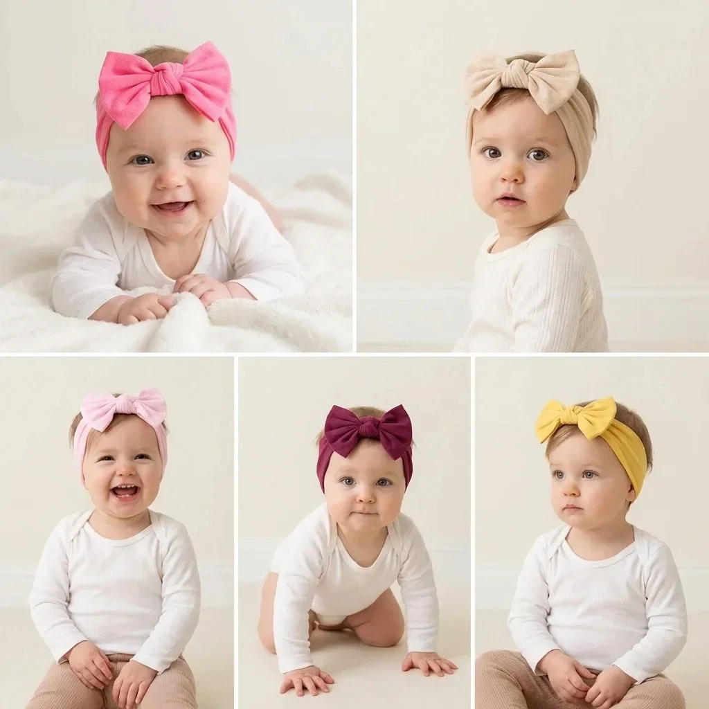 5 Stück/Set, weiche, elastische Baby-Haarbänder, niedliche Haarbänder mit Schleife für Neugeborene, modische Kinder-Haaraccessoires für den täglichen Gebrauch. – Detail 2