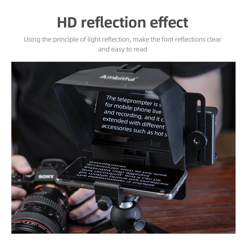 هاتف AMBITFUL وتسجيل DSLR T1 ملقن صغير محمول ملقن متنقل قطعة أثرية فيديو مع جهاز تحكم عن بعد