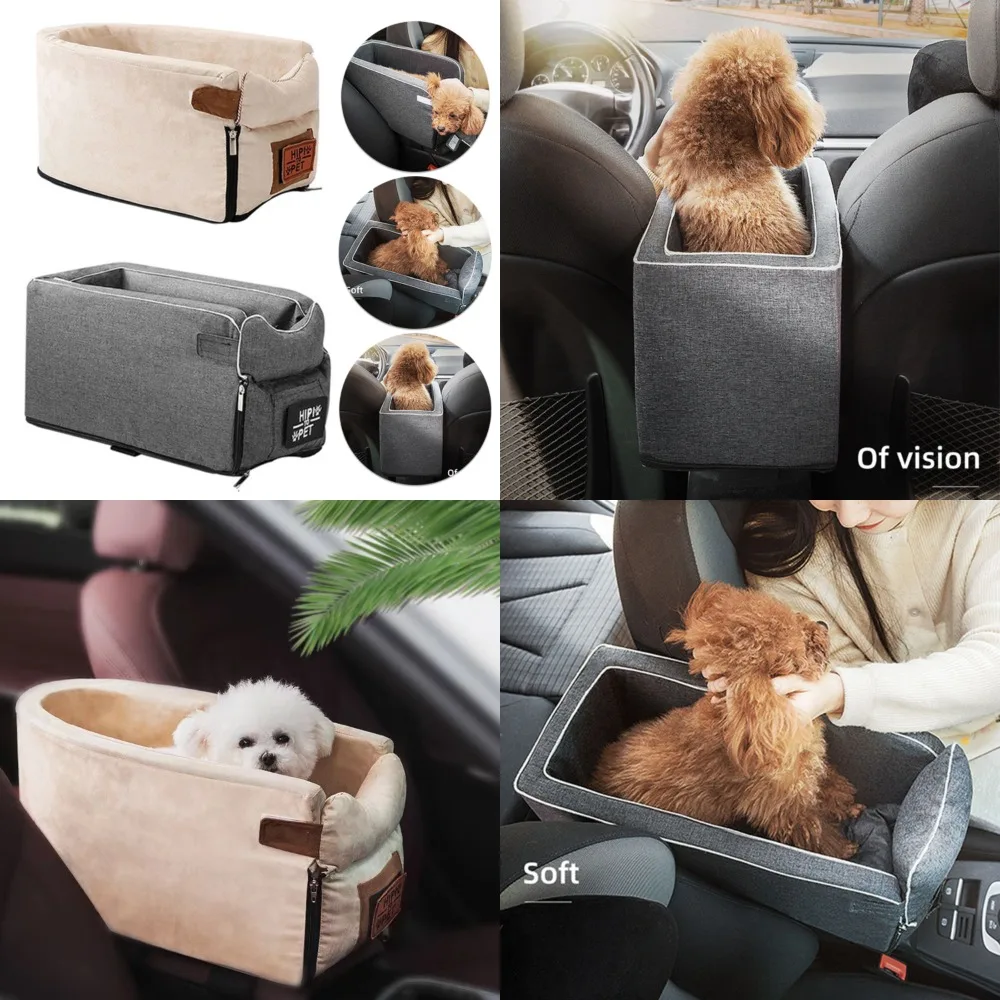 

Cozy and soft essential portable dog car seat carrier for small pets with warm adjustable bed - Central nonslip safety control f