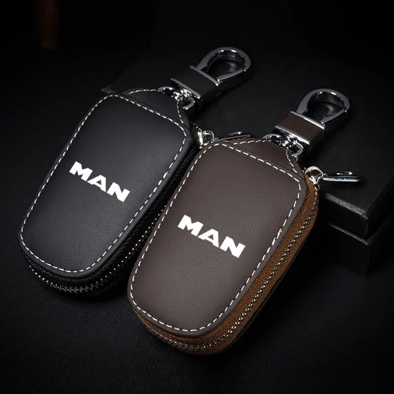 Car Smart Key Case Cover Key Wallet Leather Keychain Pendant Protect Anti Loss For MAN TGX TGM TGA TGS TGE Far Car Accessories