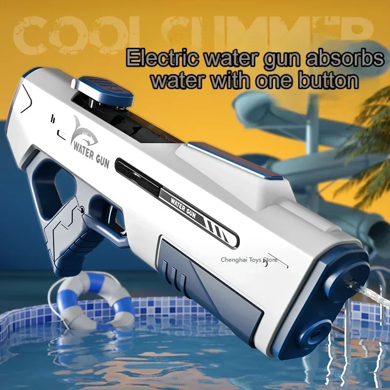 Pistola de agua eléctrica de gran capacidad para exteriores, juguete de juego de cubo de agua divertido, para playa, piscina, fiesta de batalla, para verano