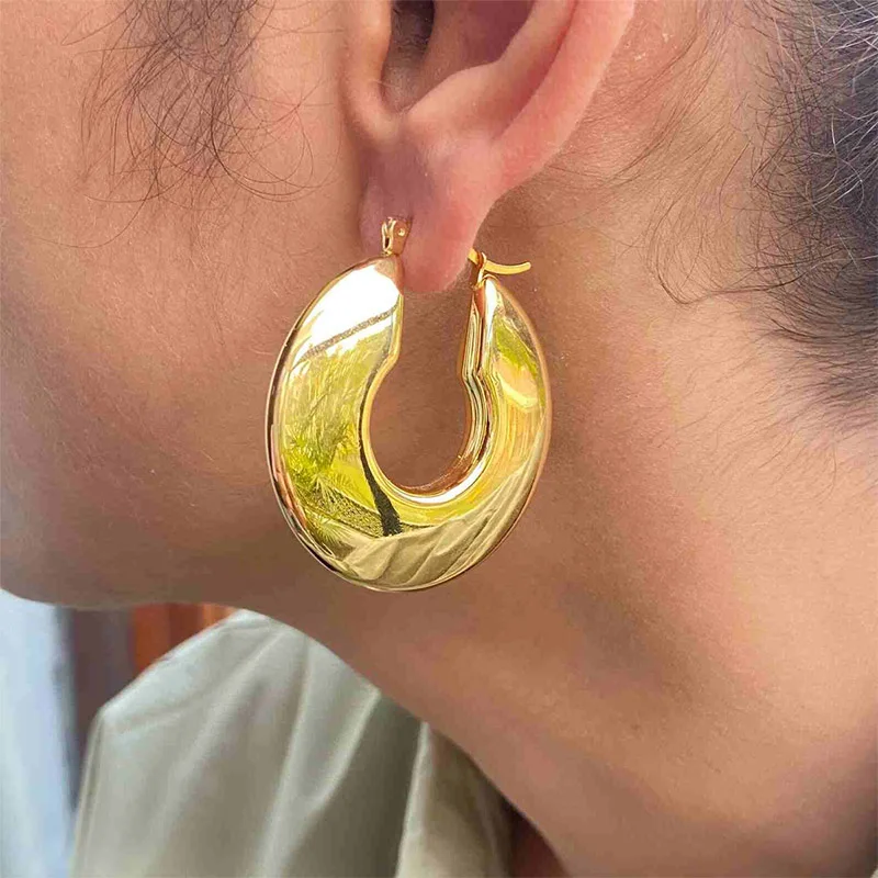 PANGJERY 316L Stainless Steel Smooth U-shaped Hoop Earrings For Women Fashion Minimalist Exaggerated Classic Party Jewelry Gifts