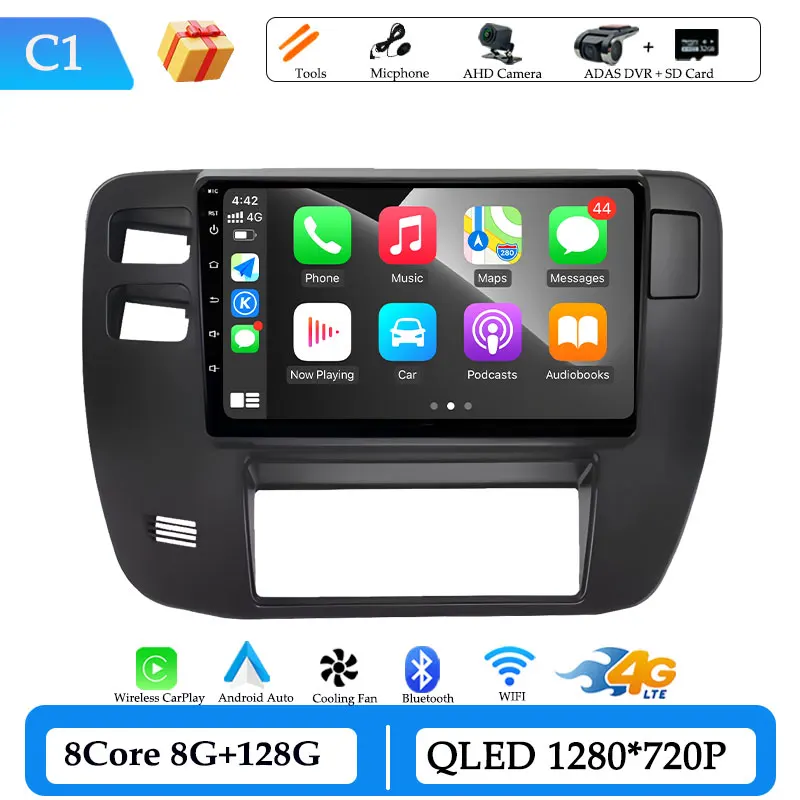 Draadloze CarPlay voor Nissan Patrol Y61 2002-2004 9 inch Android 15 GPS Navigatie Autoradio Video Multimedia Speler DSP Stereo