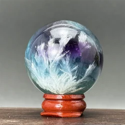 Natural Gemstone Fluorite Ball Polished Crafts Reiki Healing Energy Witchcraft Altar Prayer Meditation Home Decor + Base
