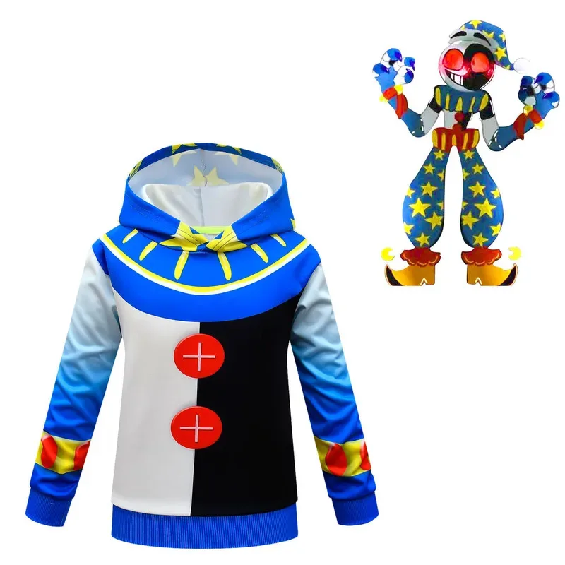 zz04zz122022 سويت شيرت كوسبلاي للأطفال من Sundrop FNAF Sun Clown كارتون بقلنسوة للأولاد، منتج أول 40%، خصم 30% على الثانية