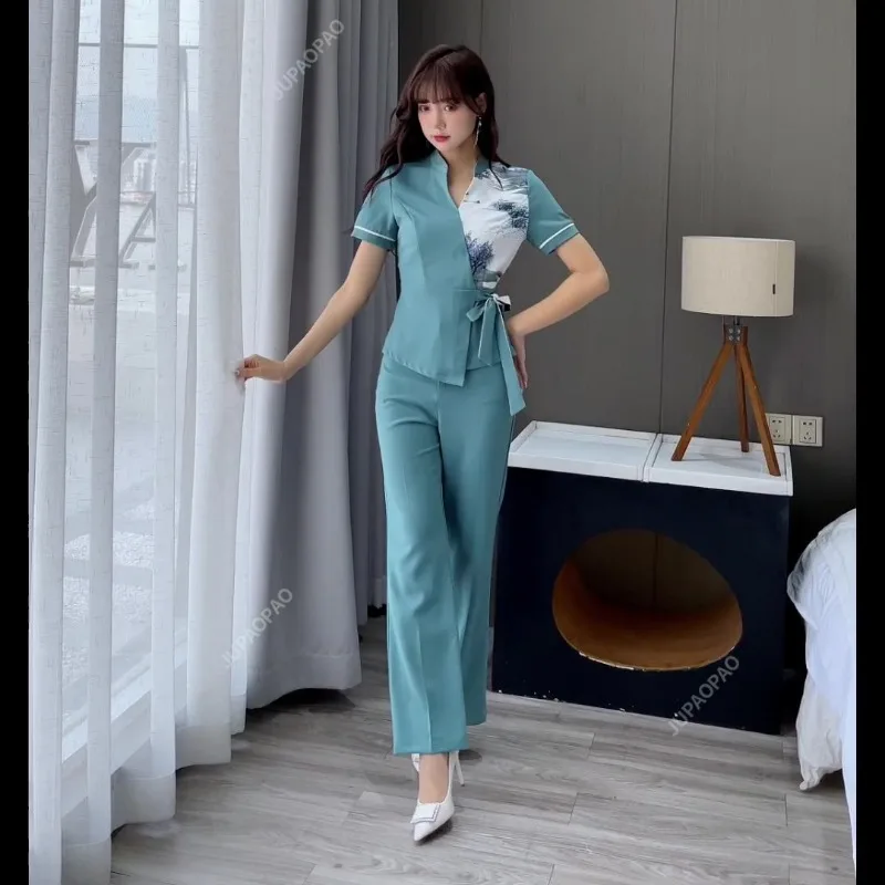 

Beautician Technician New Autumn And Winter Health Club Beauty Salon Spa Pedicure Shop Women's Two-Piece Overalls Size S-3XL