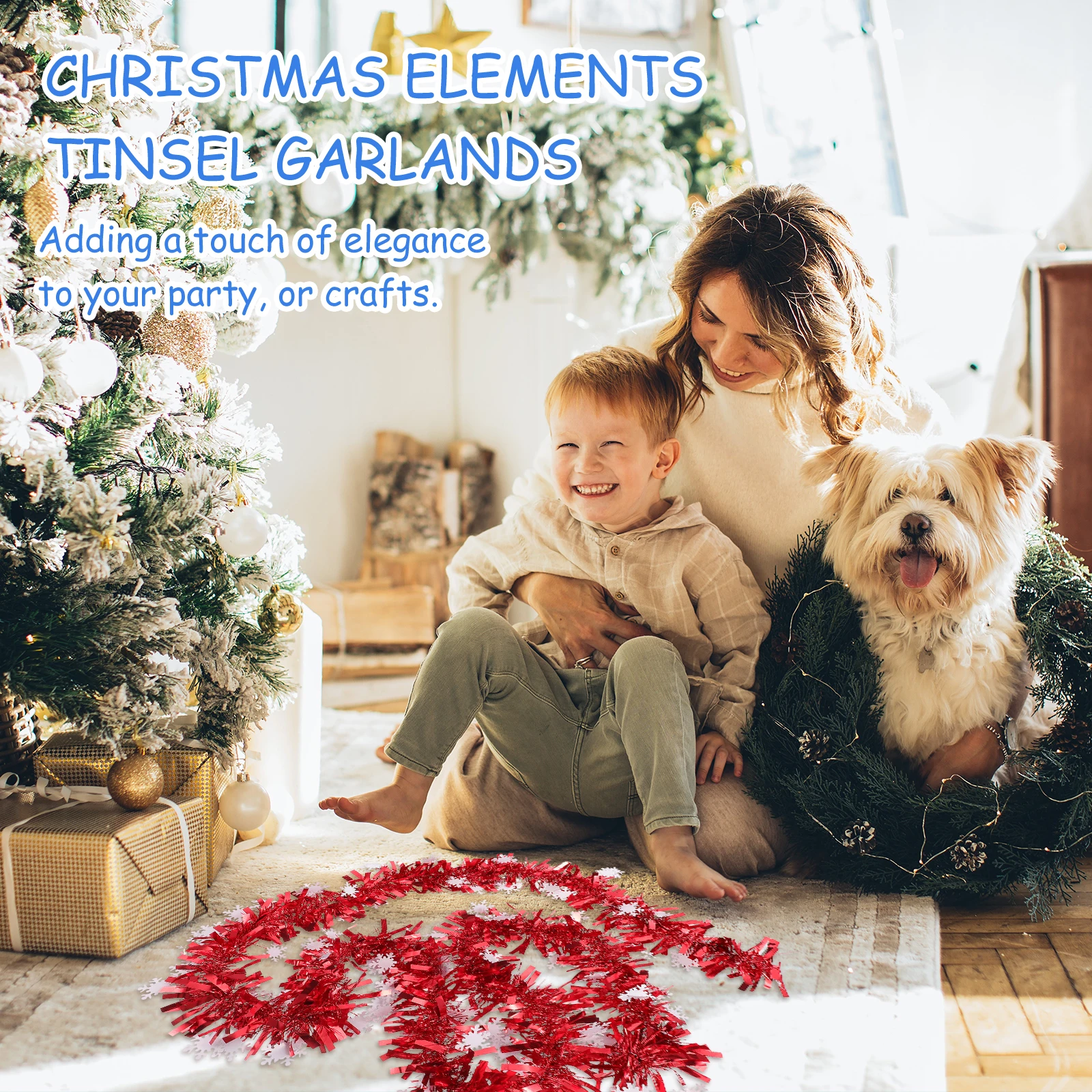 5개 크리스마스 장식 테슬 가랜드 매우 긴 밝은 색상의 크리스마스 트리 벽 문 파티 축제용 펜던트