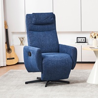 Modern lounge chair with REC lining function, Chenille TV chair with footrest, swivel rec lining chair for living room, Blue