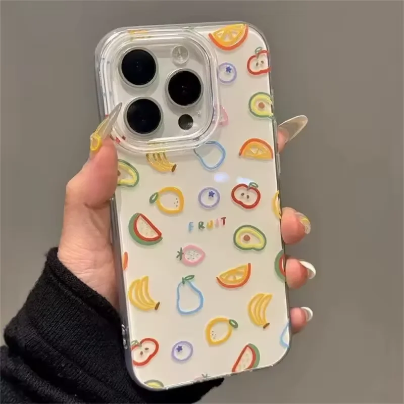 Coque de téléphone de fruits de dessin animé Dopamine d'été, étui souple antichoc pour iPhone 16 15 14 13 12 11 Pro Max 16E X XR XS Max 7 8 Plus SE2