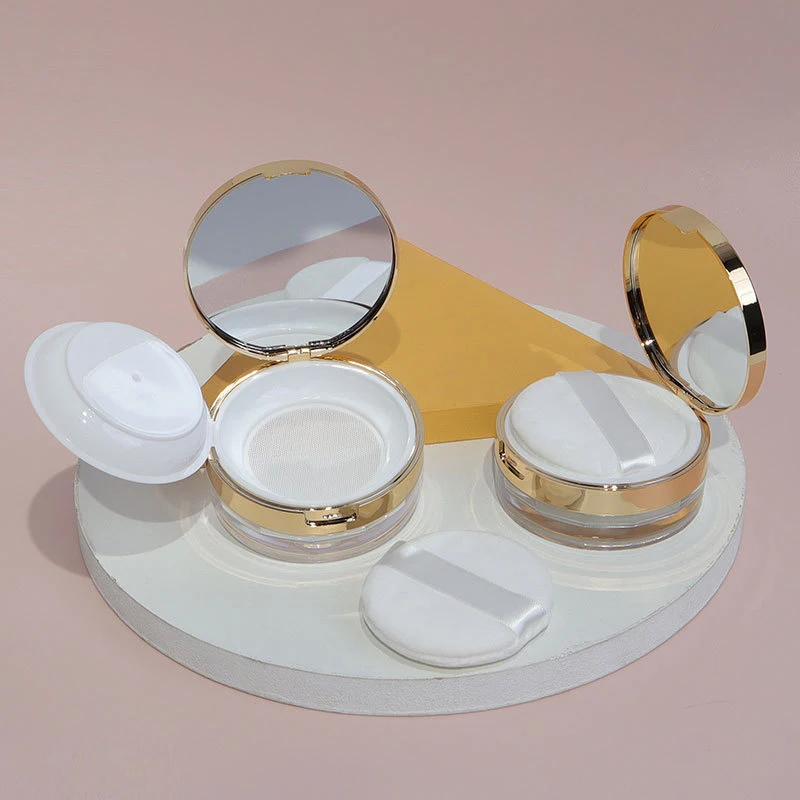 Portable Powder Box Handheld Empty Loose Powder Pot With Sieve Cosmetic Travel Makeup Jar Sifter Container With Powder Puff
