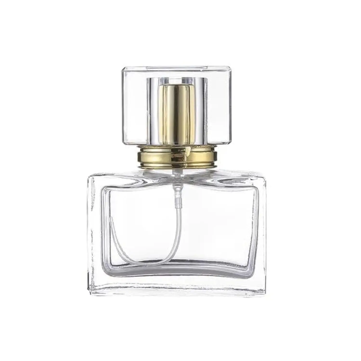 

30ML Gold Square Clear Glass Spray Bottle Glass Perfume Bottle Cosmetic Packaging Toner Bottle Vial Sprayer Pump Empty Container