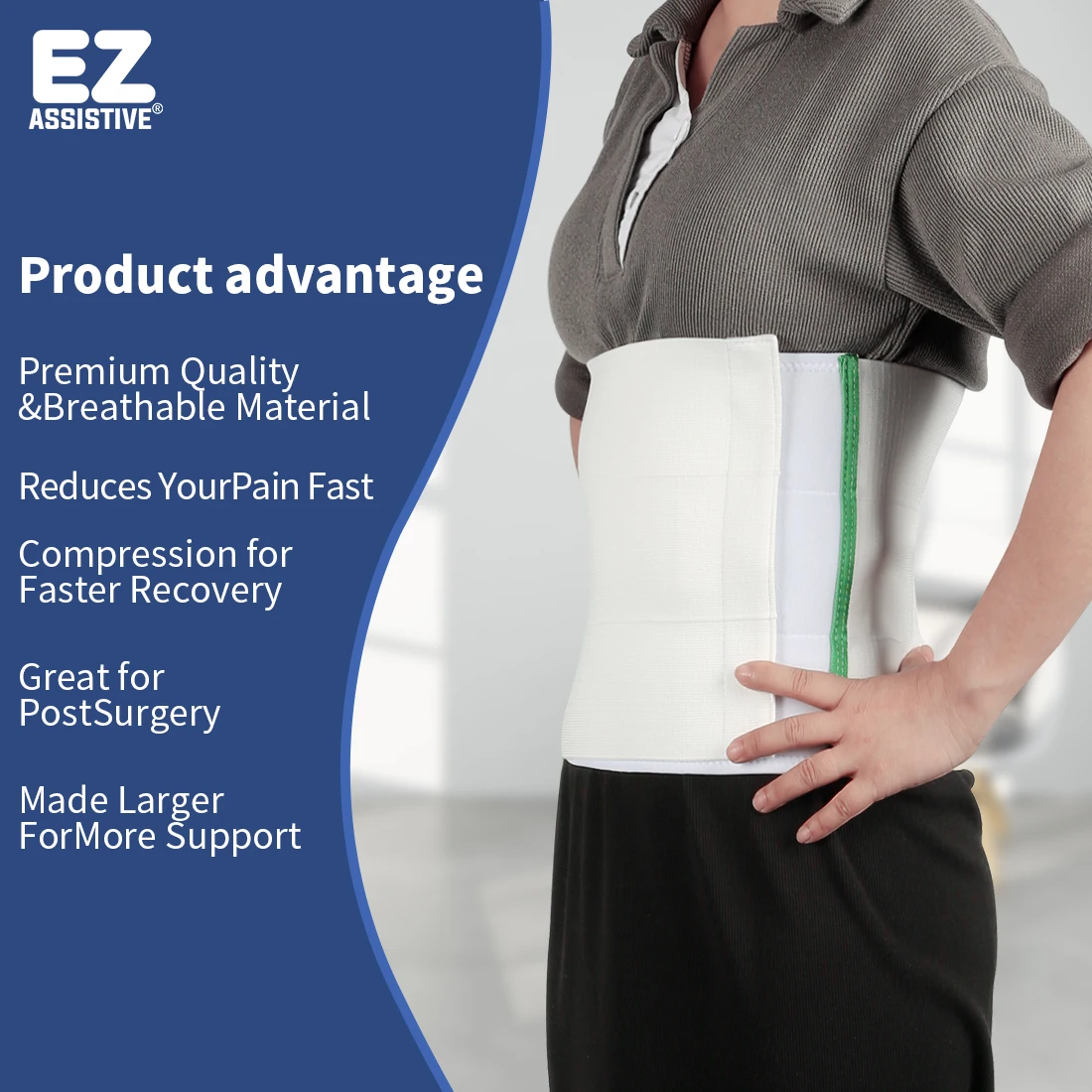 Ehucon Abdominal Binder Post Hernia Surgery Recovery Belt,Waist Compression Support Band for Lower Back & Abdomen Pain Relief