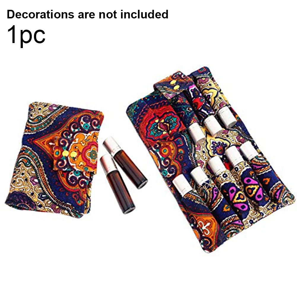 10 Slots Canvas Storage Bag Printed Handbag Carrying Case Essential Oil Organizer Perfume Protective Storage Pouch