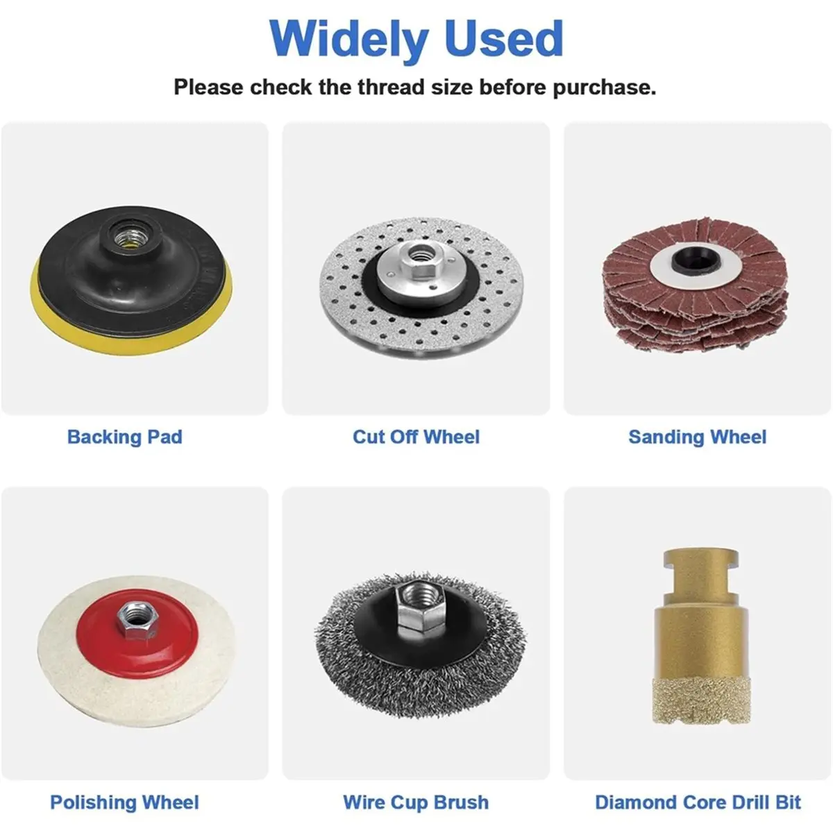 6PCS Angle Grinder Adapter, Angle Grinder Attachments Converter for Cut Off Wheel, Polishing Sanding Wheel, Backing Pad